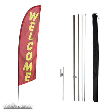 Tattoos 10ft Feather Banner - Style 3 Single-Sided, Poles and Spike Base Included 